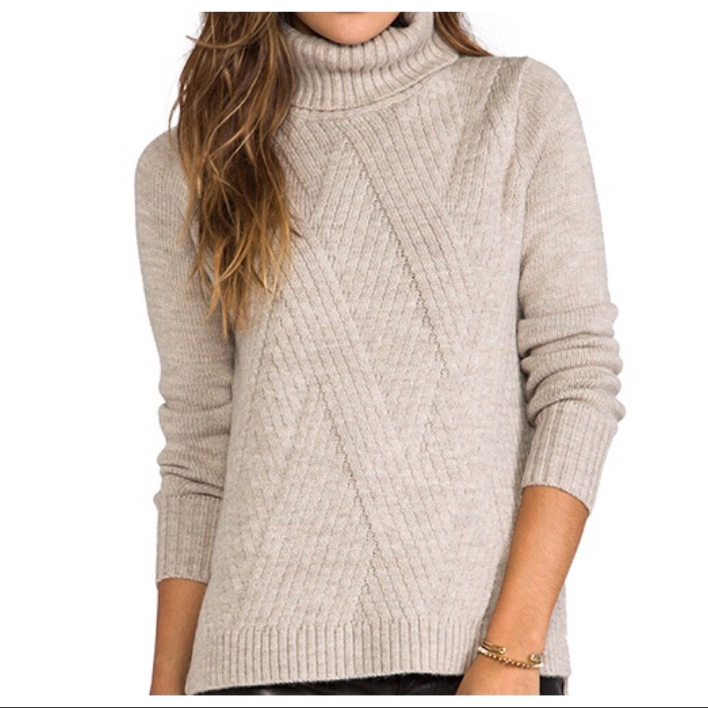 Vince Almondine Travelling Rib-Knit Turtleneck